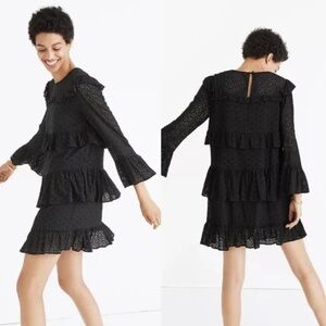 Madewell Eyelet Waterlily Ruffle Dress Back Keyhole Lined Size 4 Tiered